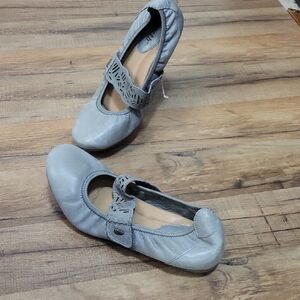 EARTH Slate Blue Pilot Ballet Mary Jane Leather Shoes